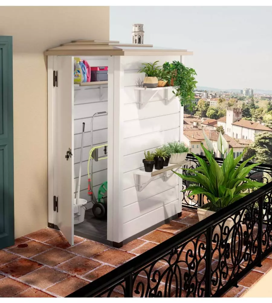 CASETTA DA GIARDINO IN PVC GAROFALO "TUSCANY EVO 100 REVERSO" L.139 X P.95 X H.201